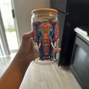 Colorful Elephant Glass Jar